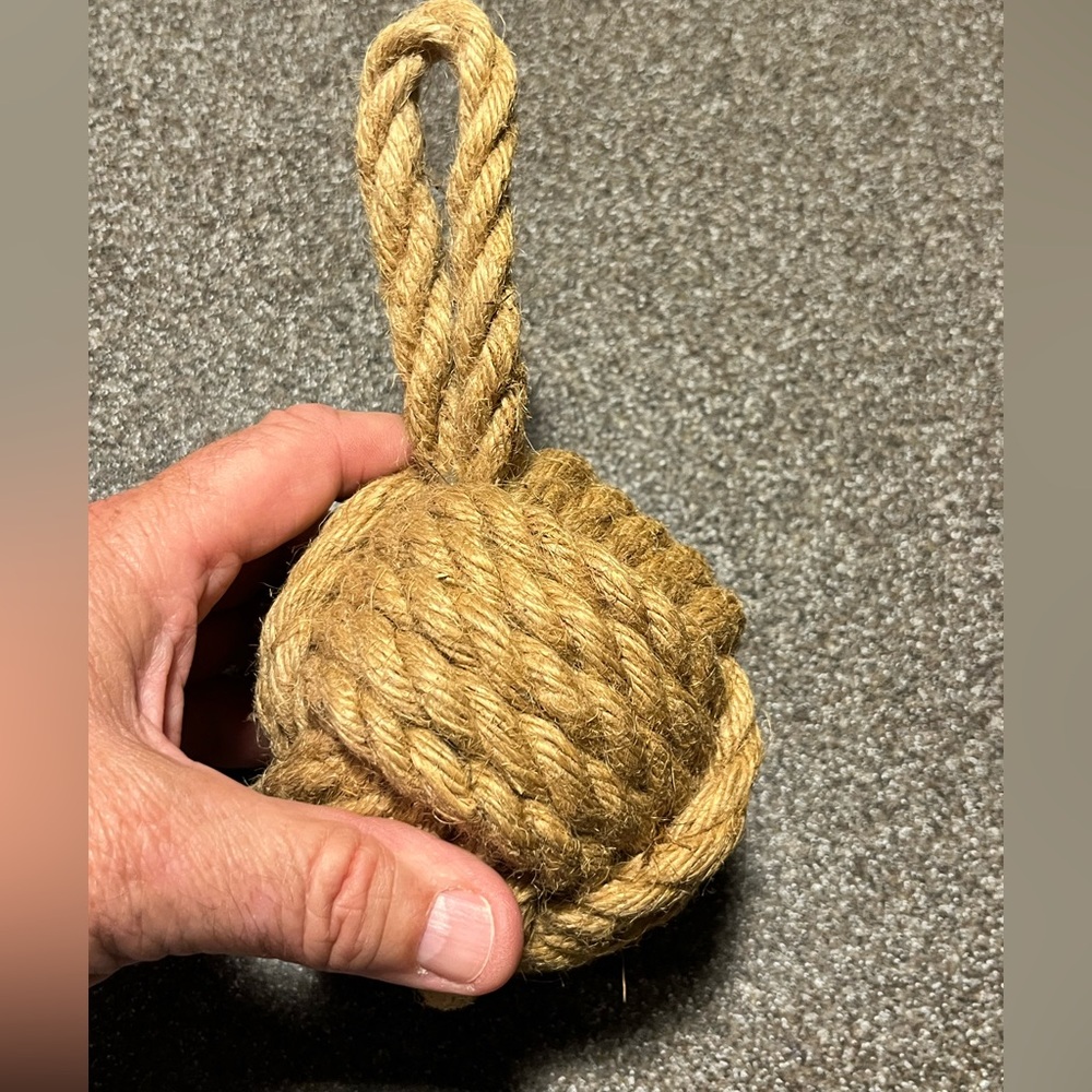 Nautical / Maritime / Sailor’s Monkey’s Fist Knot / Doorstopper Natural Jute - Picture 3 of 8